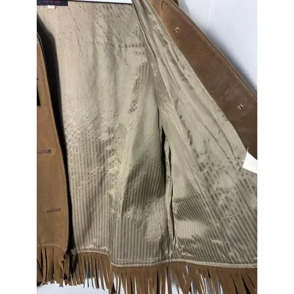 Vintage Brown Suede Fringe Jacket Boho Western 80s 70s Festival - Picture 13 of 14